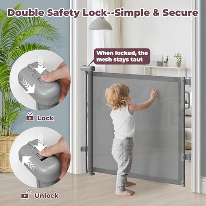 Retractable Baby Gate for Stairs & Doorways, Dog Gate Indoor Outdoor - Image 4