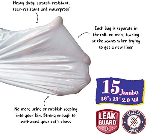 Fresh Kitty Litter Box Liners Super Thick, Easy Clean Up Jumbo Drawstring - Image 3