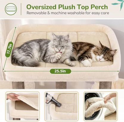 Globlazer Heavy Duty Cat Tree for Large Cats, 25.5in Wide Top Perch - Image 3