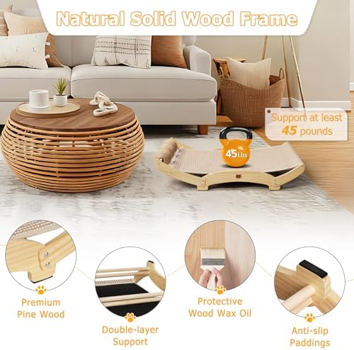 3 in 1 Sisal Cat Scratcher Bed, Solid Pine Cat Scratcher - Image 5
