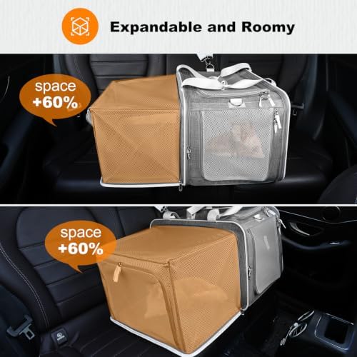 Pidipiti 20x14x14 Expandable car cat Carrier, - Image 3