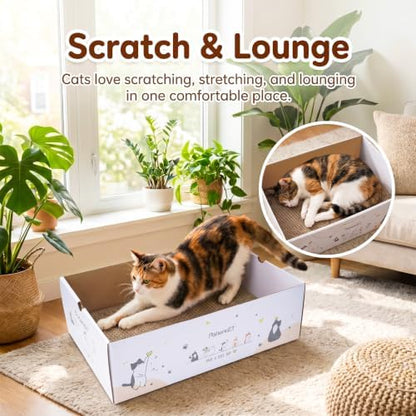 PatiencET Cat Scratch Pad with Box, Corrugated Cardboard Scratcher - Image 6