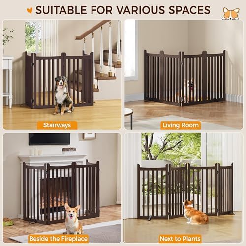 Yaheetech 36in 4-Panel Wooden Freestanding Pet Gate - Image 2