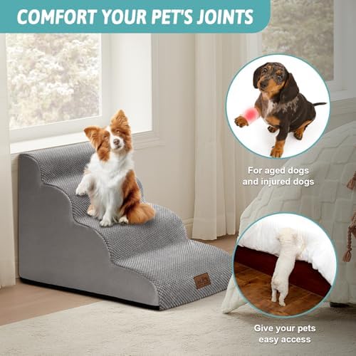 COZY KISS Dog Stairs for Small Dog 19.7" H, 4 Step Pet Ramp for Bed - Image 3