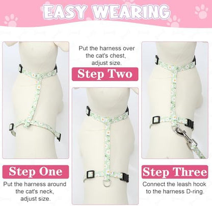 2 Pack Floral Cat Harness and Leash Escape Proof Adjustable Kitten Harness - Image 5