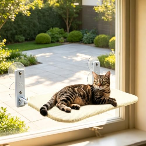 Cat Window Perch, Cordless Foldable Cat Window Hammock, Sturdy Metal Frame by Unknown