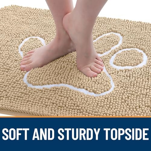 OLANLY Dog Door Mat for Muddy Paws 44x32, Paw Print Design Chenille Mud Mat - Image 4