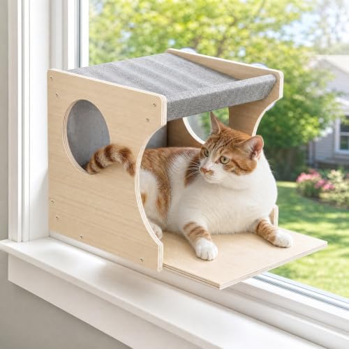 Cat Window Perch，2-Tier Hammock & Hideaway House by HAPYKITYS