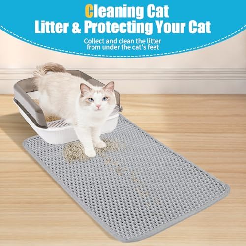 Cat Litter Mat 22"x14.5", Double Layer Waterproof Litterbox Mat - Image 4