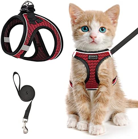Cat Harness and Leash for Walking Escape Proof, Adjustable Kitten Vest Harness by SALFSE