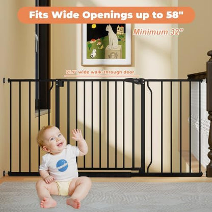 29"-58" Extra Wide Baby Gate, No Drilling Auto Close Dog Gate - Image 2