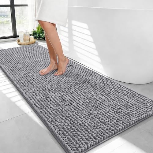 OLANLY Thick Chenille Bathroom Runner Rugs 47x24, Absorbent Bath Mat by OLANLY