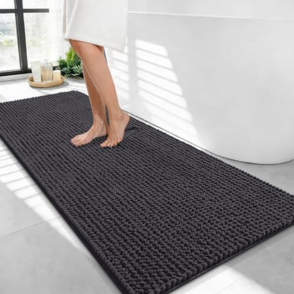 OLANLY Thick Chenille Bathroom Runner Rugs Mats 44x24, Dark Grey by OLANLY