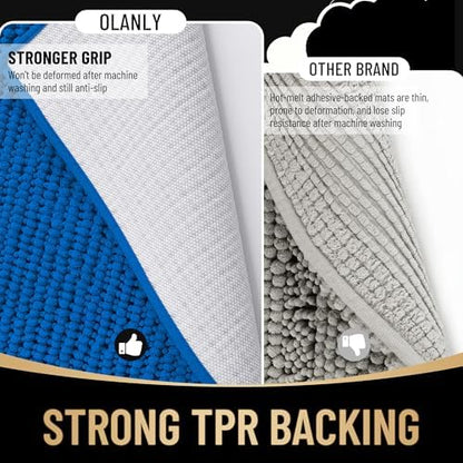 OLANLY Thick Chenille Absorbent Bathroom Rugs Mat 30x20, Deep Navy Blue - Image 5