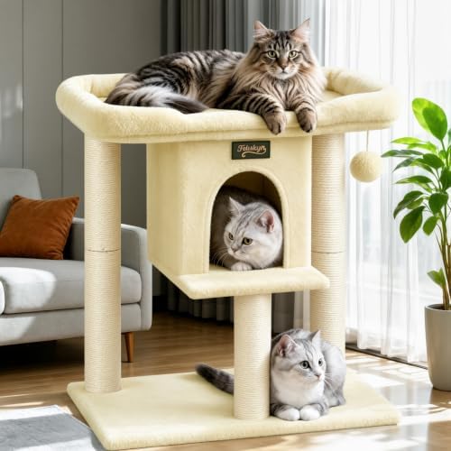 Cat Tree Tower Scratching Post for Indoor Large Adult Cats by FeliskynCatTreeTower