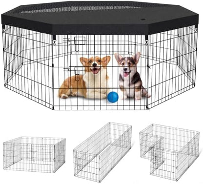 Artmalle 24"H Dog Playpen, 8 Panel Rustproof Metal Pen by Artmalle