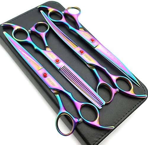 KINGSTAR 7.0in Titanium Rainbow Professional Pet Grooming Scissors Set by Smithking