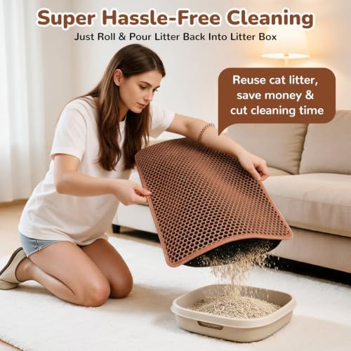 Cat Litter Mat 24"x15", Double Layer Waterproof Litterbox Mat - Image 5