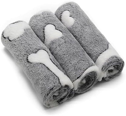 1 Pack 3 Puppy Blankets Super Soft Warm Sleep Mat Grey Cute Print Blanket by SORKUT