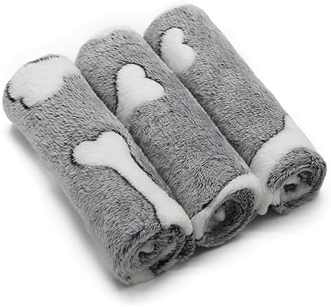 1 Pack 3 Puppy Blankets Super Soft Warm Sleep Mat Grey Cute Print Blanket by SORKUT