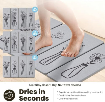 Gray Quick Dry Diatomaceous Foldable Stone Bath Mat - Image 2
