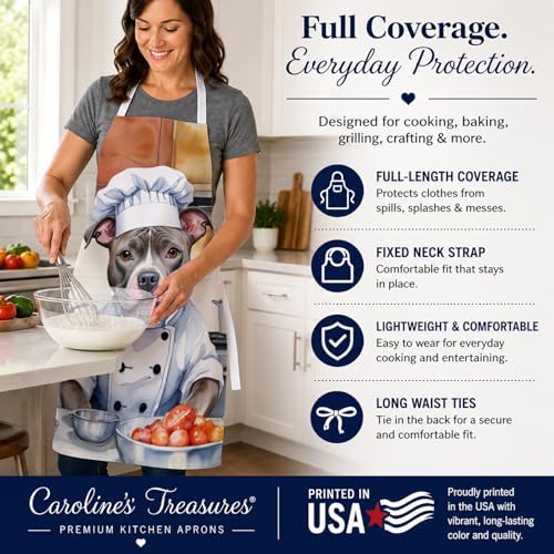 Caroline's Treasures Pit Bull Terrier The Chef Apron Cooking Kitchen Server - Image 4