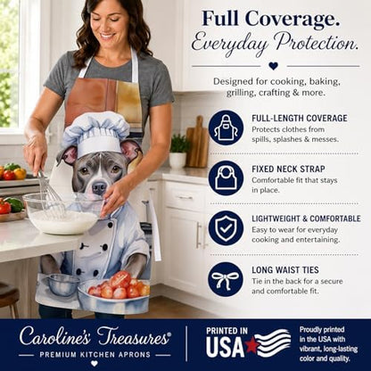 Caroline's Treasures Pit Bull Terrier The Chef Apron Cooking Kitchen Server - Image 4