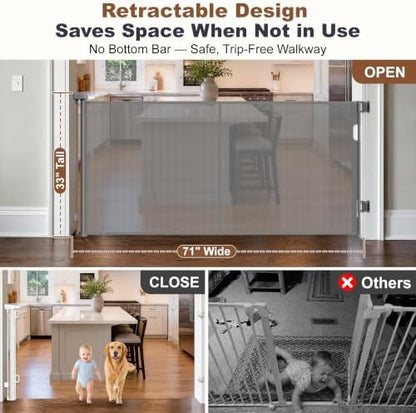 GRENFU Reinforced 71" Wide Retractable Gate Prevents Crawling Under - Image 3