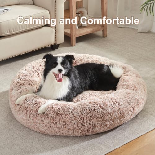 42 in Faux Fur Fluffy Donut Dog Bed - Image 2