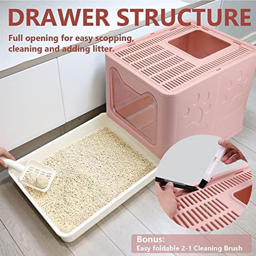 Foldable Cat Litter Box with Lid, Enclosed Potty, Large Top Entry - Image 6