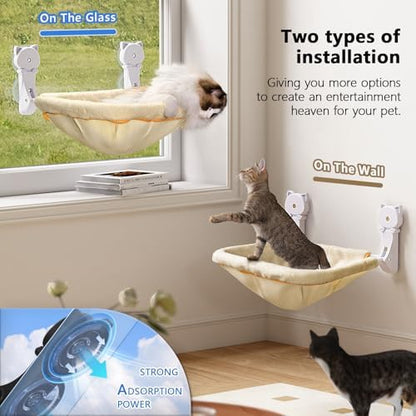 JUNSPOW Cat Window Perch Cordless, Foldable & Stable Cat Beds- Breathable Cat - Image 3