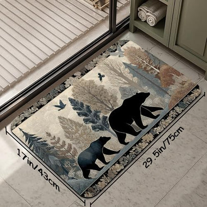 Cute Brown Bear Fast Drying Absorbent Bathroom Mat, Non-Slip Rubber Backing - Image 2