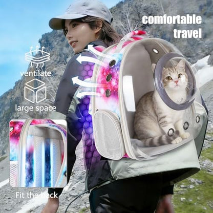 Cat Carrier Backpack with Back Expandable Cat Carrier Galaxy Pink -Space - Image 4