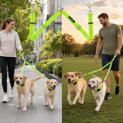 Double Dog Leash Coupler, No Tangle 360° Swivel Adjustable Reflective Dog Leash - Image 5