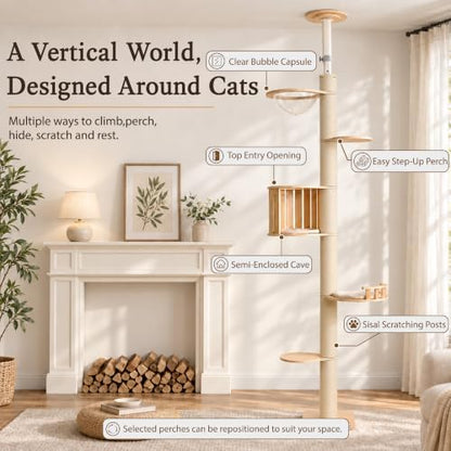 Floor to Ceiling Cat Tree, Adjustable 7.9-9.9 ft Tension Cat Tower - Image 5