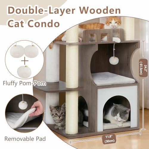 Gitelsnour Modern Cat Tree Tower, 2-Layer Condo & Perch, Big Hammock 102SG - Image 2