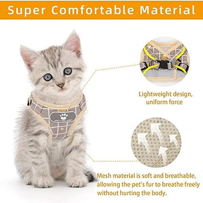 Cat Harness and Leash Set, Escape Proof Harness Khaki-Pattern XS - Image 2