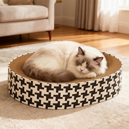 2-in-1 Cat Scratcher Cardboard Bed, Round Cat Scratching Pad Bowl - Image 2