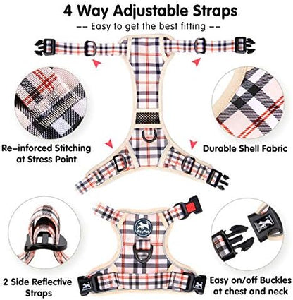 PoyPet Plaid Dog Harness Small, No Pull Vest - Image 3