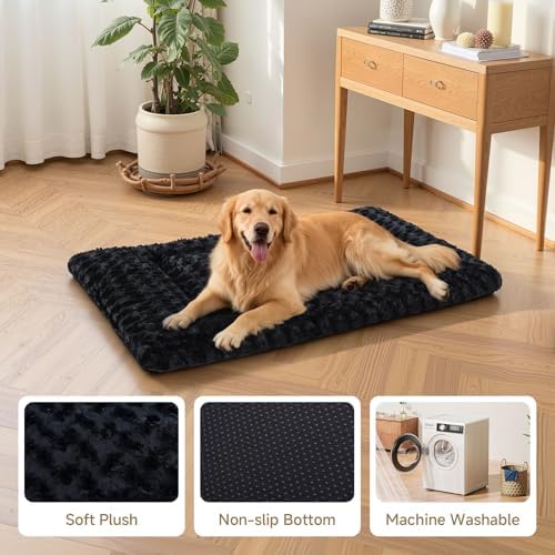 Exsnugy Washable Dog Bed Mat Medium Size Fluffy Pet Crate Pad 30x19 - Image 4