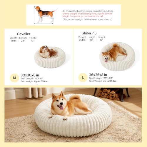Bedsure ComfyFleece® Donut Dog Bed Medium Size Dog - Image 6
