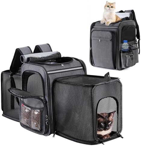 Cat Backpack Carrier, Double Side Expandable Cat Carrier Backpack, Dog Carrier by GROXKOX