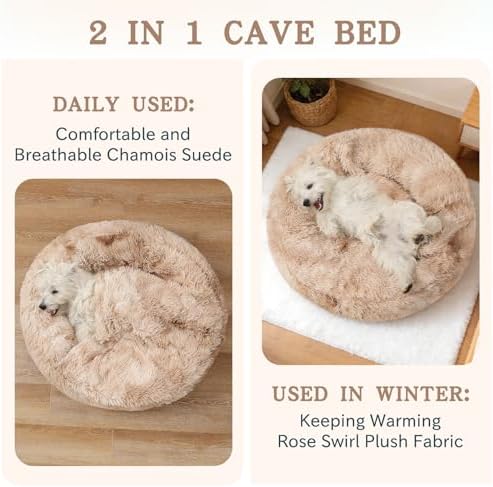 NOYAL Calming Donut Dog Bed, Hooded Cave - Image 2