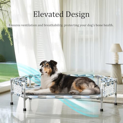 Elevated Dog Bed with Guardrails, Raised Cooling Outdoor Pet Cot Medium - Image 4