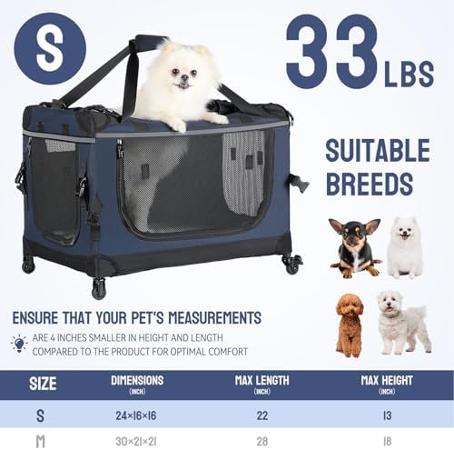 PEGIC 24" Collapsible Rolling Dog Crate - Image 2
