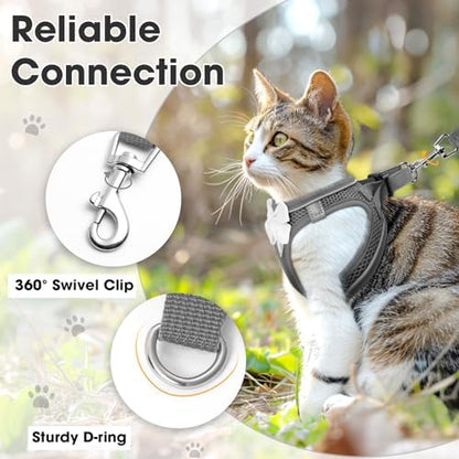 Cat Vest Harness and Leash Set, Escape Proof Kitten Harness Grey S - Image 6