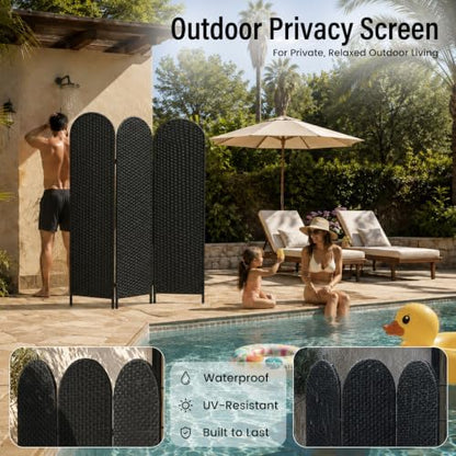 3 Panel PE Rattan Room Divider, Privacy Screen - Image 2