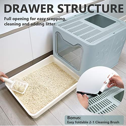 Foldable Cat Litter Box with Lid, Enclosed Potty, Large Top Entry - Image 6