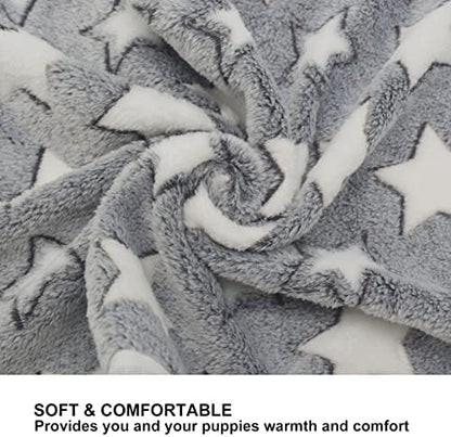 1 Pack 3 Puppy Blankets Cat Dog Blankets Super Soft Warm Sleep Mat Grey Star - Image 4