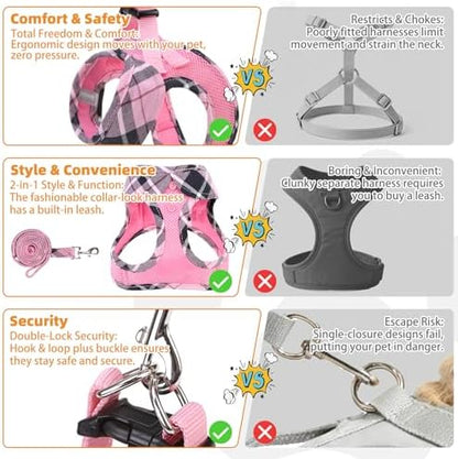 KOOLTAIL Small Dog Harness and Leash Set, Cute Pink Girl Puppy Harness - Image 5